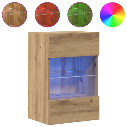 Wandschränke mit LED-Leuchten für TV 2 Stk. Artisan-Eiche