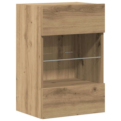Wandschränke mit LED-Leuchten für TV 2 Stk. Artisan-Eiche