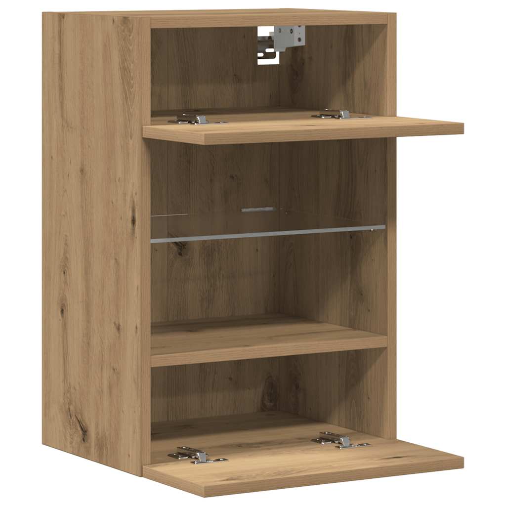 Wandschränke mit LED-Leuchten für TV 2 Stk. Artisan-Eiche