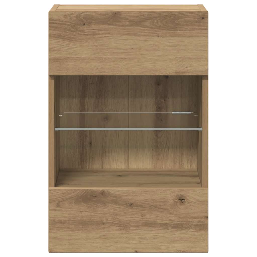Wandschränke mit LED-Leuchten für TV 2 Stk. Artisan-Eiche