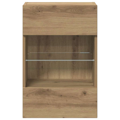 Wandschränke mit LED-Leuchten für TV 2 Stk. Artisan-Eiche
