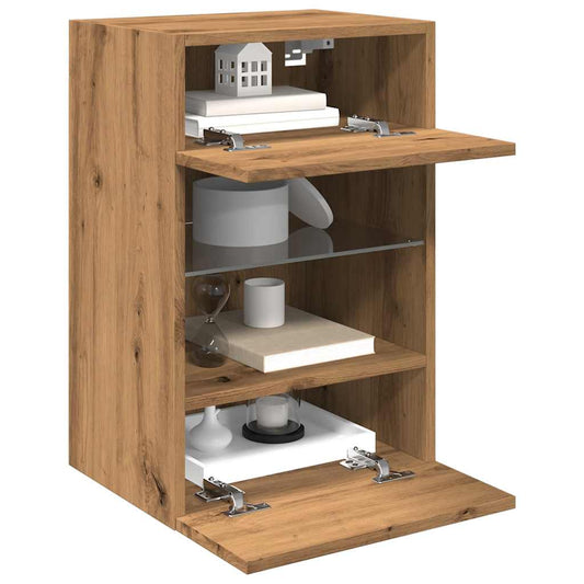 Wandschränke mit LED-Leuchten für TV 2 Stk. Artisan-Eiche