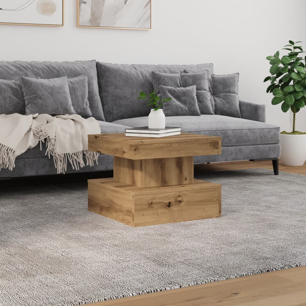 Couchtisch mit LED-Leuchten Artisan-Eiche 50x50x40 cm