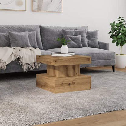 Couchtisch mit LED-Leuchten Artisan-Eiche 50x50x40 cm