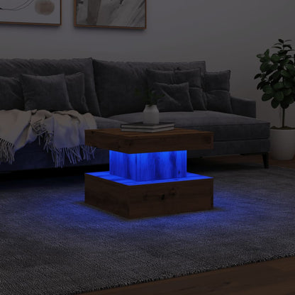 Couchtisch mit LED-Leuchten Artisan-Eiche 50x50x40 cm