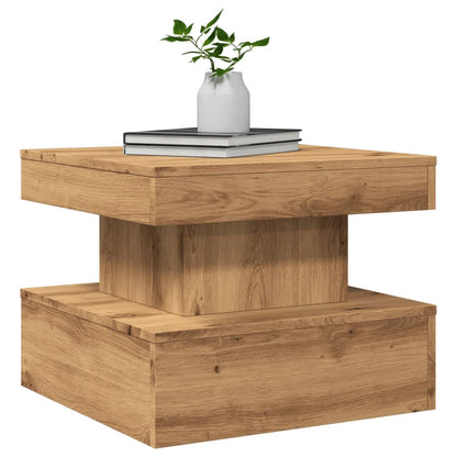 Couchtisch mit LED-Leuchten Artisan-Eiche 50x50x40 cm