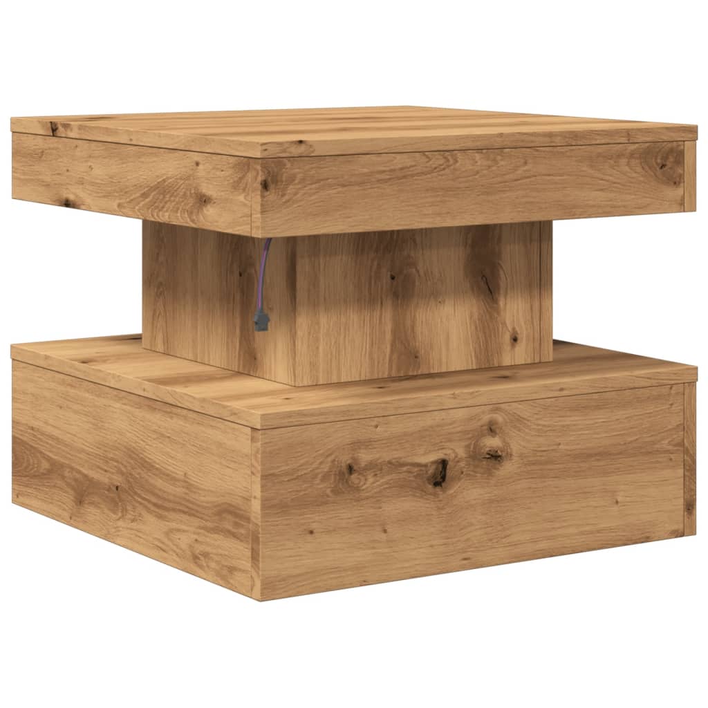 Couchtisch mit LED-Leuchten Artisan-Eiche 50x50x40 cm