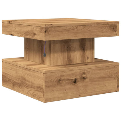 Couchtisch mit LED-Leuchten Artisan-Eiche 50x50x40 cm