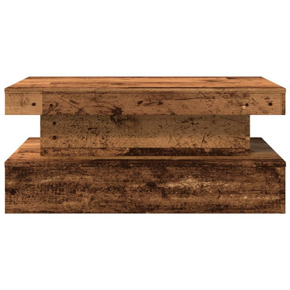Couchtisch mit LED-Leuchten Altholz-Optik 90x50x40 cm