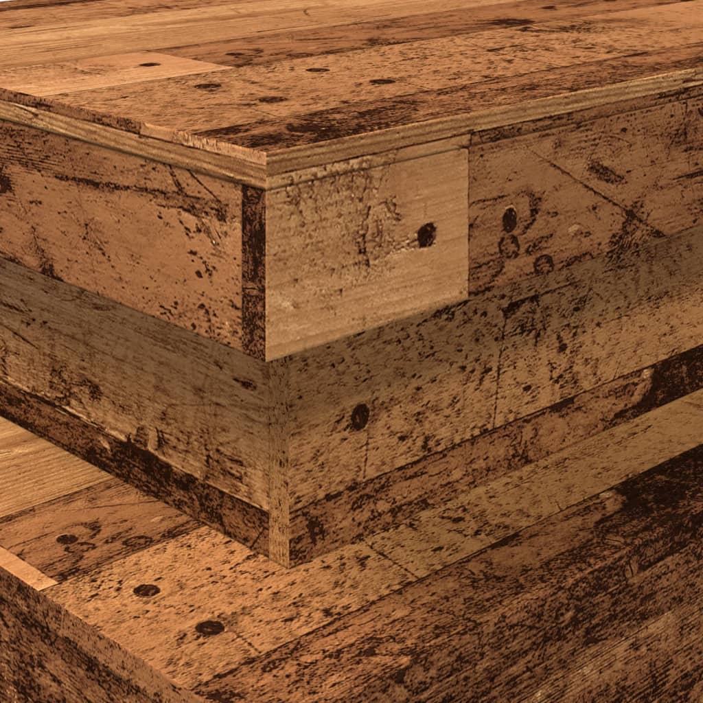 Couchtisch mit LED-Leuchten Altholz-Optik 90x50x40 cm