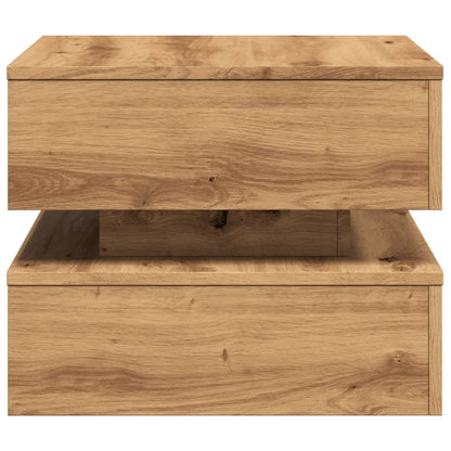 Couchtisch mit LED-Leuchten Artisan-Eiche 50x50x40 cm