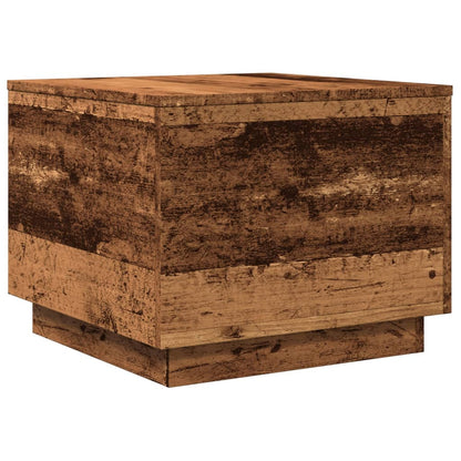 Couchtisch mit LED-Leuchten Altholz-Optik 50x50x40 cm