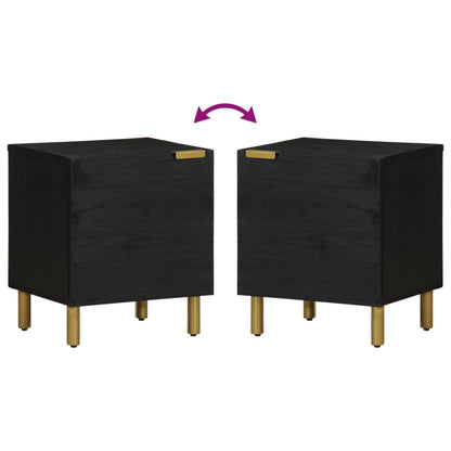 Nachttisch Schwarz 40x33x46 cm Massivholz Mango