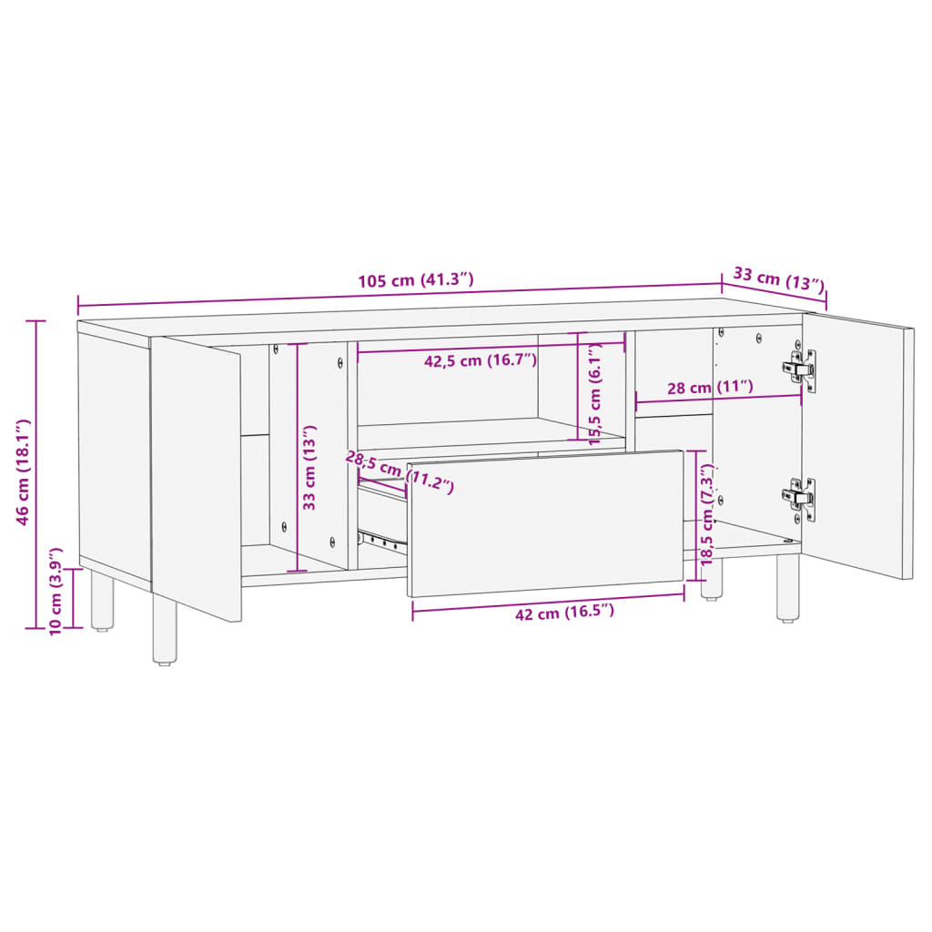 TV-skab Sort 105x33x46 cm Træ Materiale