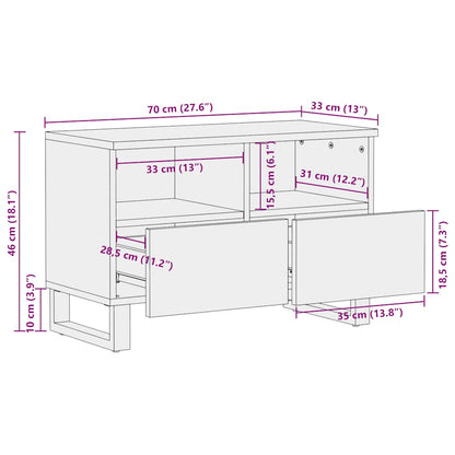 TV-skab Sort 70x33x46 cm Massivt mangotræ