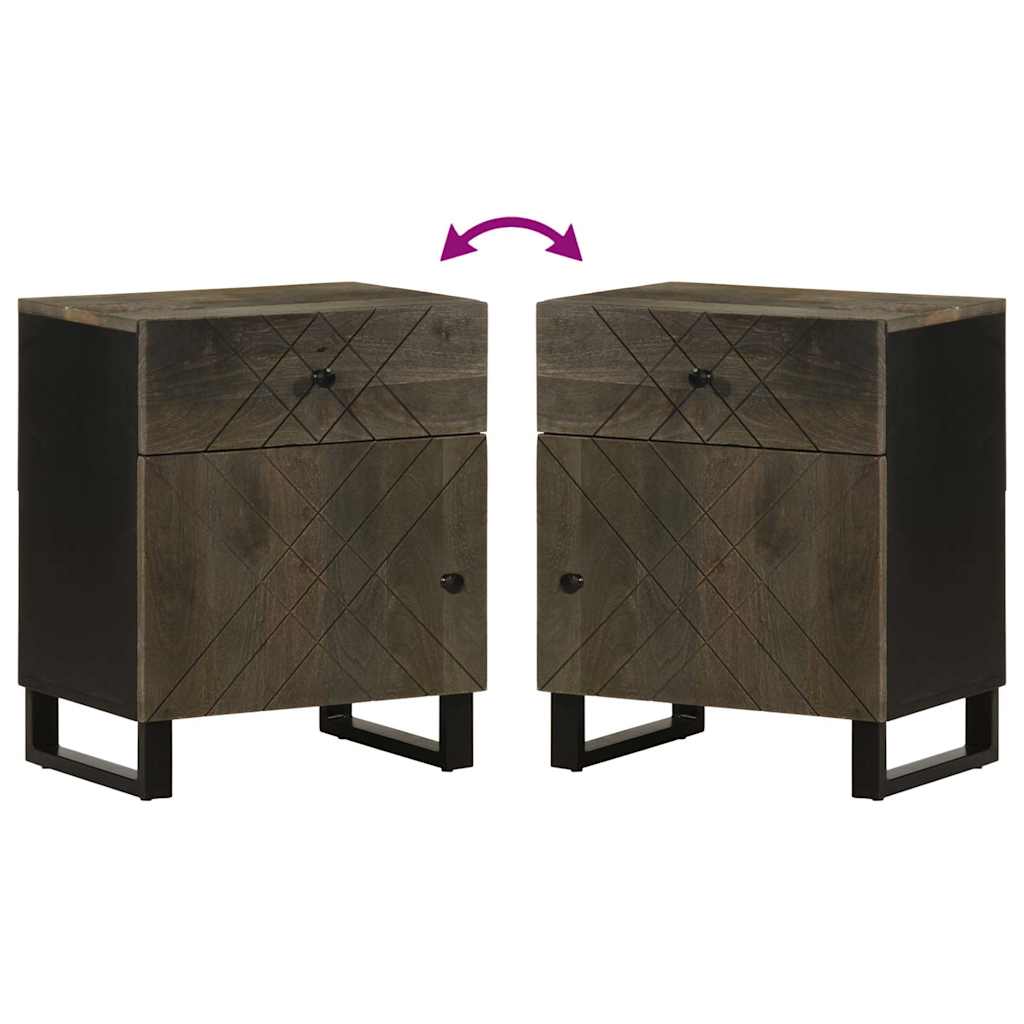 Nachttisch Schwarz 50x33x60 cm Massivholz Mango