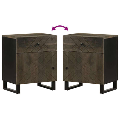 Nachttisch Schwarz 50x33x60 cm Massivholz Mango