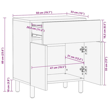 Nachttisch Braun 50x33x60 cm Massivholz Mango