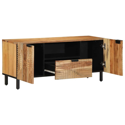 TV-Schrank mit Regal Braun 105 x 33,5 x 46 cm Massivholz Akazie