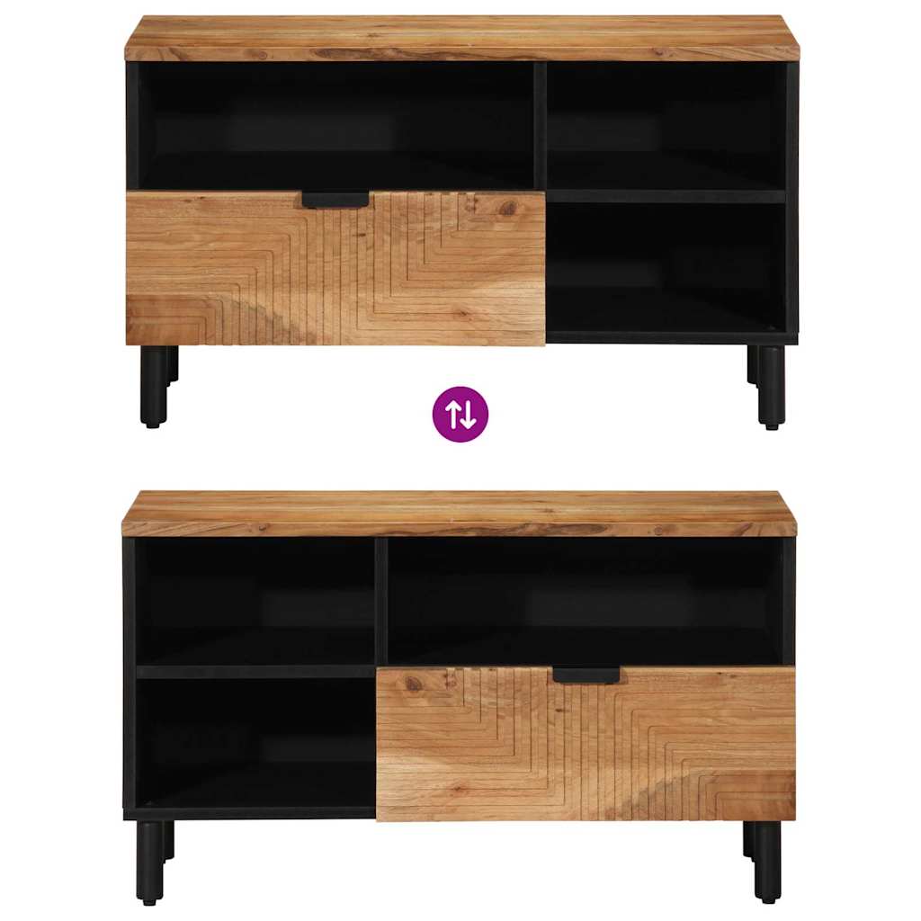 TV-Schrank mit Regal Braun 80 x 33.5 x 46 cm Massivholz Akazie