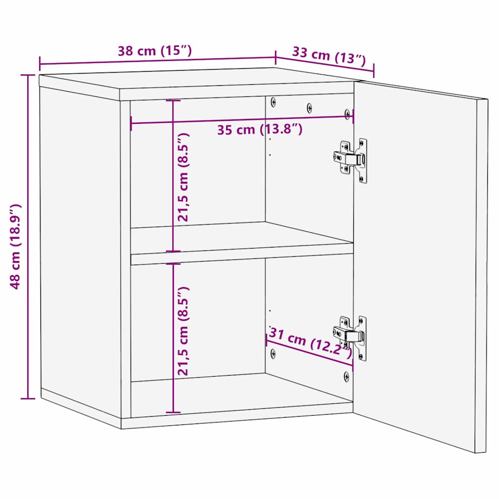 Badezimmer-Hängeschrank mit Regal Braun 38 x 33,5 x 48 cm