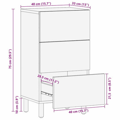 Sideboard mit Regal Braun 40 x 33 x 75 cm Massivholz Akazie