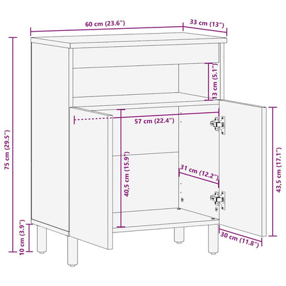 Sideboard mit Regal Braun 60 x 33 x 75 cm Massivholz Akazie