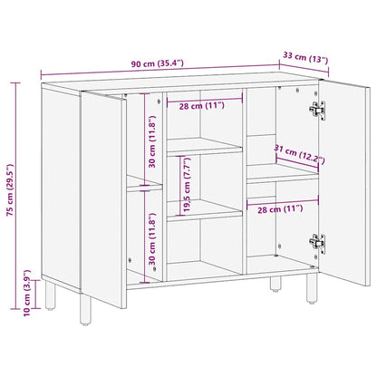 Sideboard mit Regal Braun 90 x 33 x 75 cm Massivholz Akazie