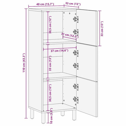 Highboard mit Regal Braun 40 x 33 x 110 cm Massivholz Akazie