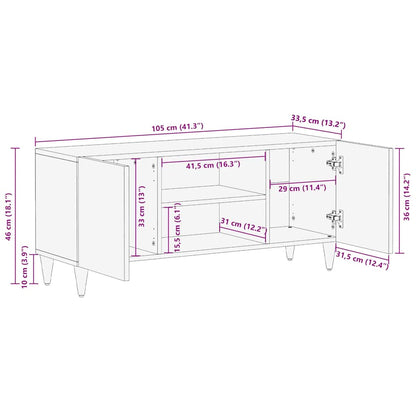 TV-Schrank Hellgrau 105x33,5x46 cm Massivholz Mango