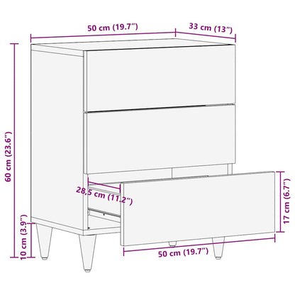Nachttisch Hellgrau 50x33x60 cm Massivholz Mango