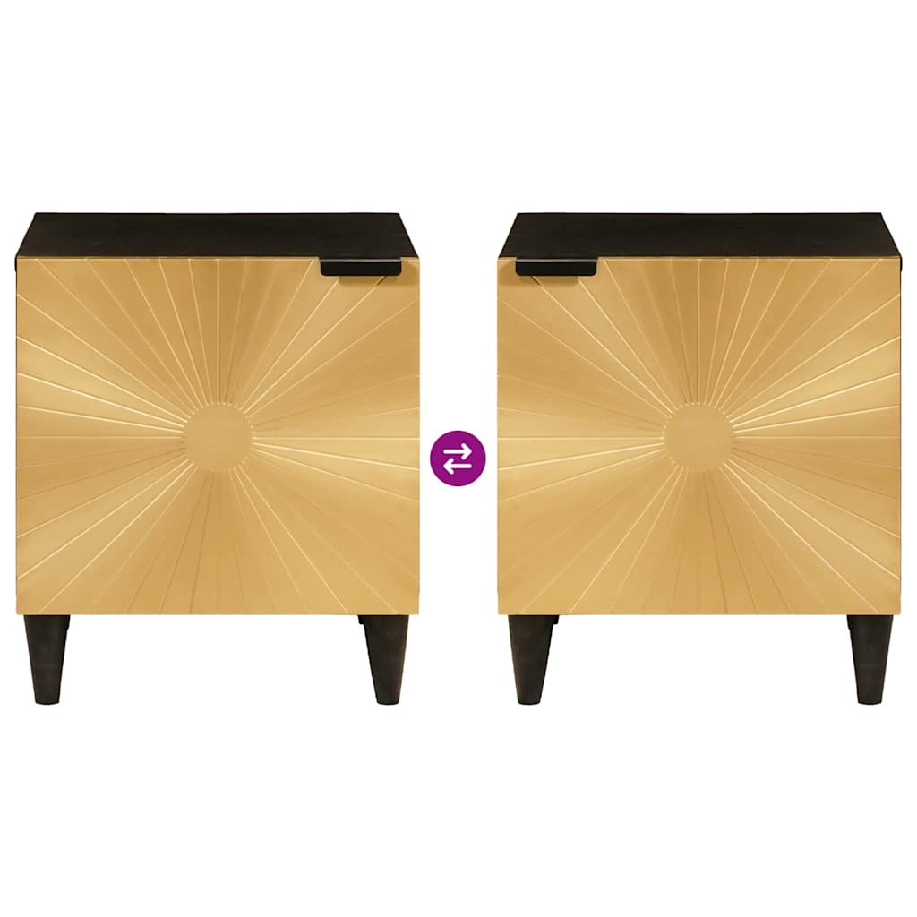 Nachttisch 2 pcs Schwarz und Gold 40 x 33.5 x 46 cm