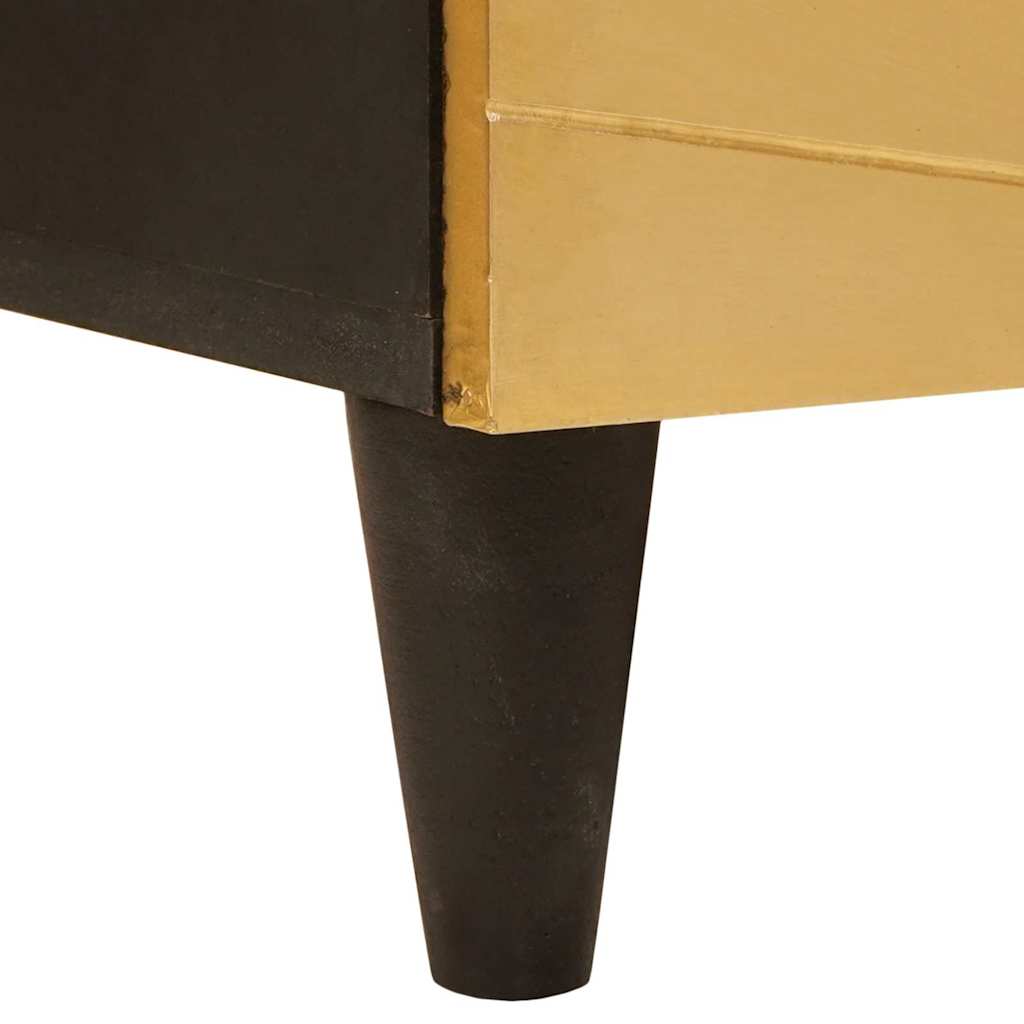 Sideboard Schwarz und Gold 60 x 33 x 75 cm massives Mangoholz