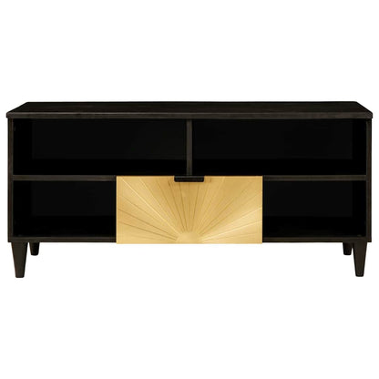 TV-Schränk Schwarz und Gold 100 x 33 x 46 cm massives Mangoholz