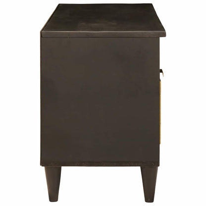 TV-Schränk Schwarz und Gold 100 x 33 x 46 cm massives Mangoholz