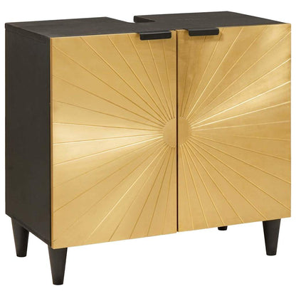 Spülenschrank mit Regal Schwarz und Gold 62 x 33 x 58 cm