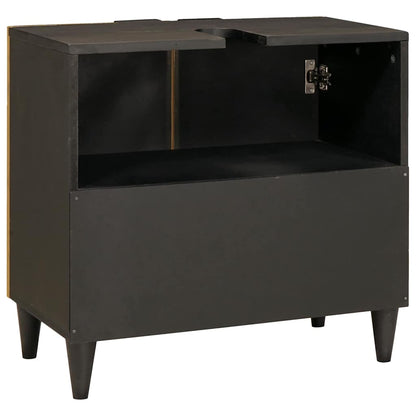 Spülenschrank mit Regal Schwarz und Gold 62 x 33 x 58 cm