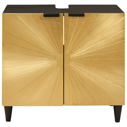 Spülenschrank mit Regal Schwarz und Gold 62 x 33 x 58 cm