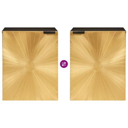 Badezimmer Schrank mit Regal Schwarz und Gold 38 x 33 x 48 cm