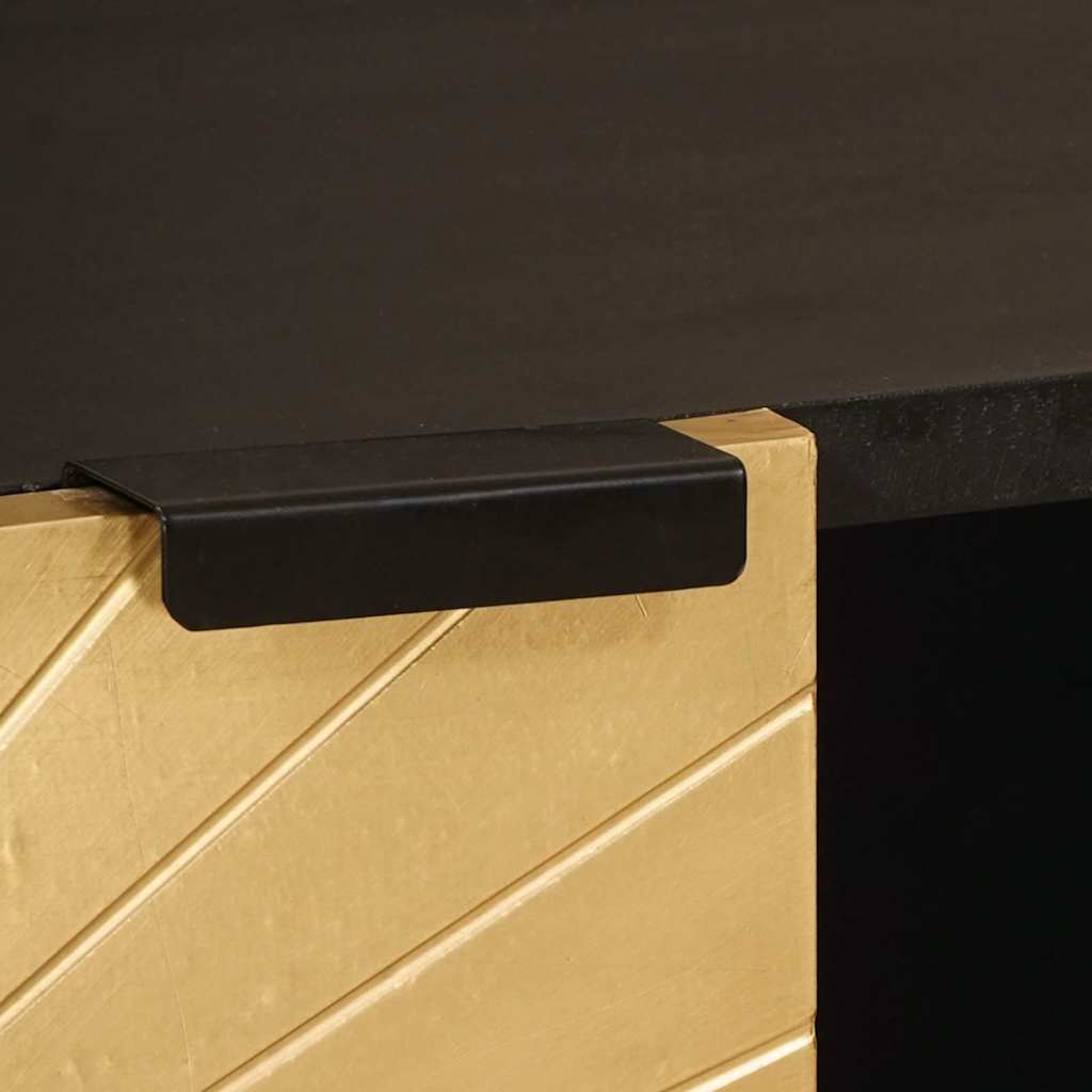 Beistellschrank mit Speicher Schwarz und Gold 80 x 33.5 x 75 cm