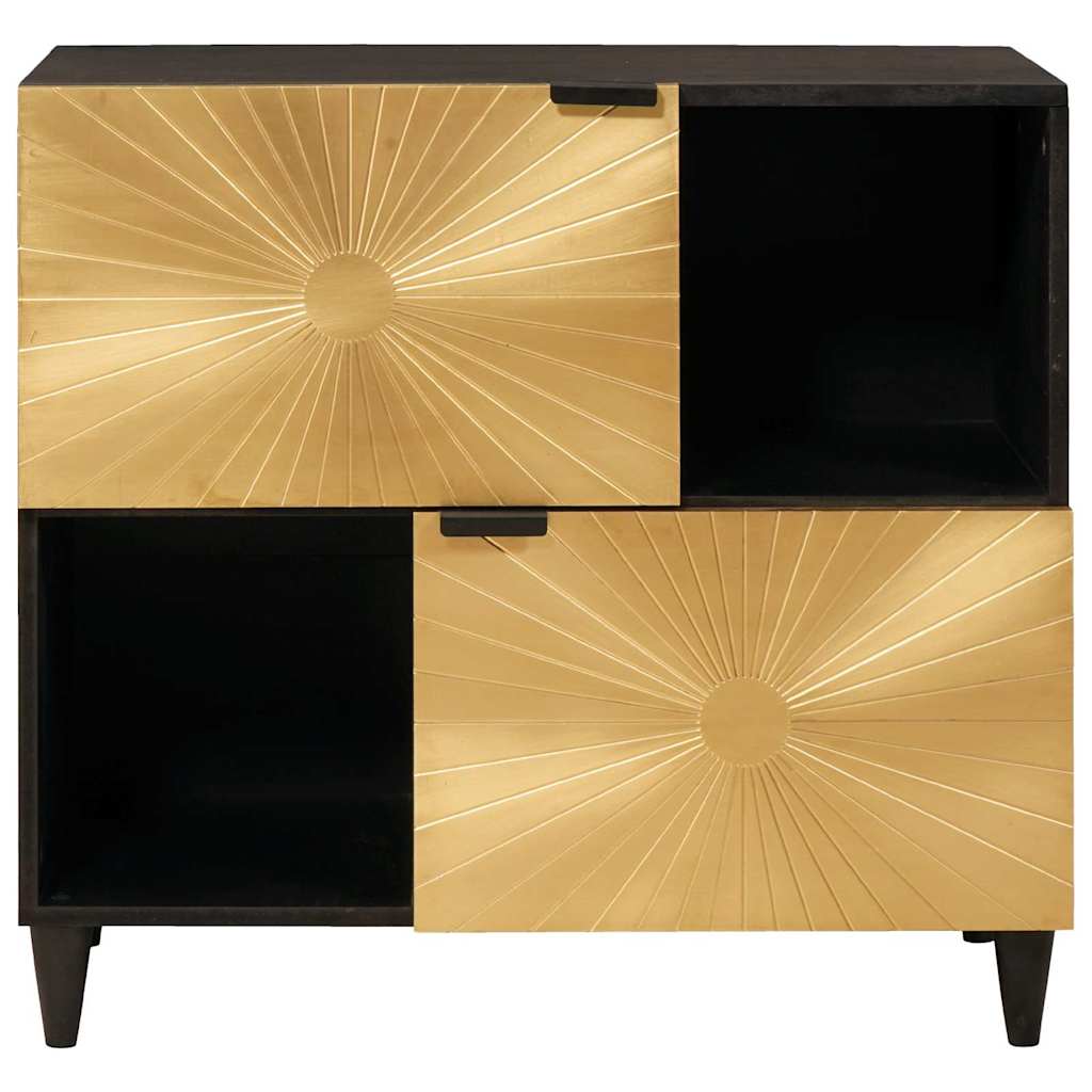 Beistellschrank mit Speicher Schwarz und Gold 80 x 33.5 x 75 cm