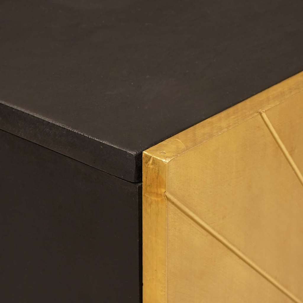 Beistellschrank mit Speicher Schwarz und Gold 90 x 33.5 x 75 cm