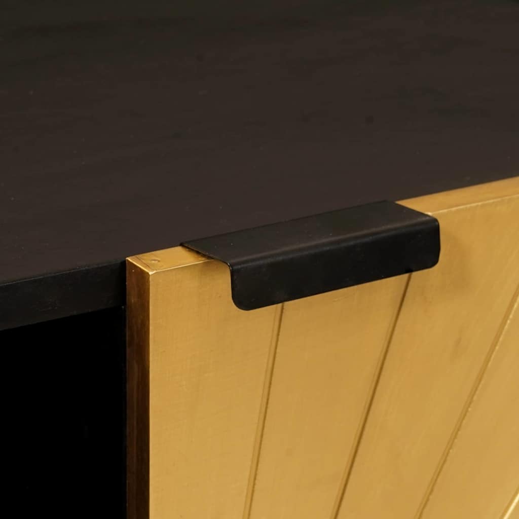 Beistellschrank mit Speicher Schwarz und Gold 90 x 33.5 x 75 cm