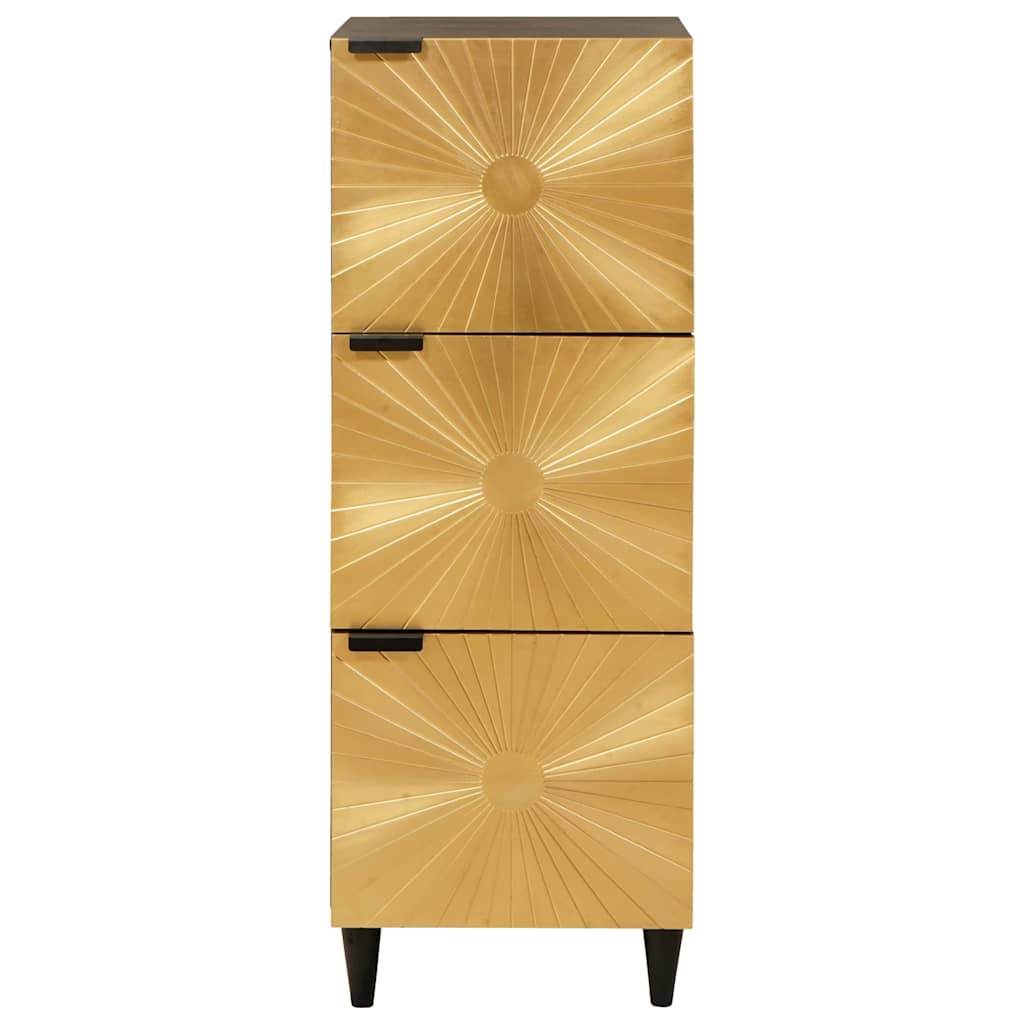 Beistellschrank mit Tür Schwarz und Gold 40 x 33.5 x 110 cm