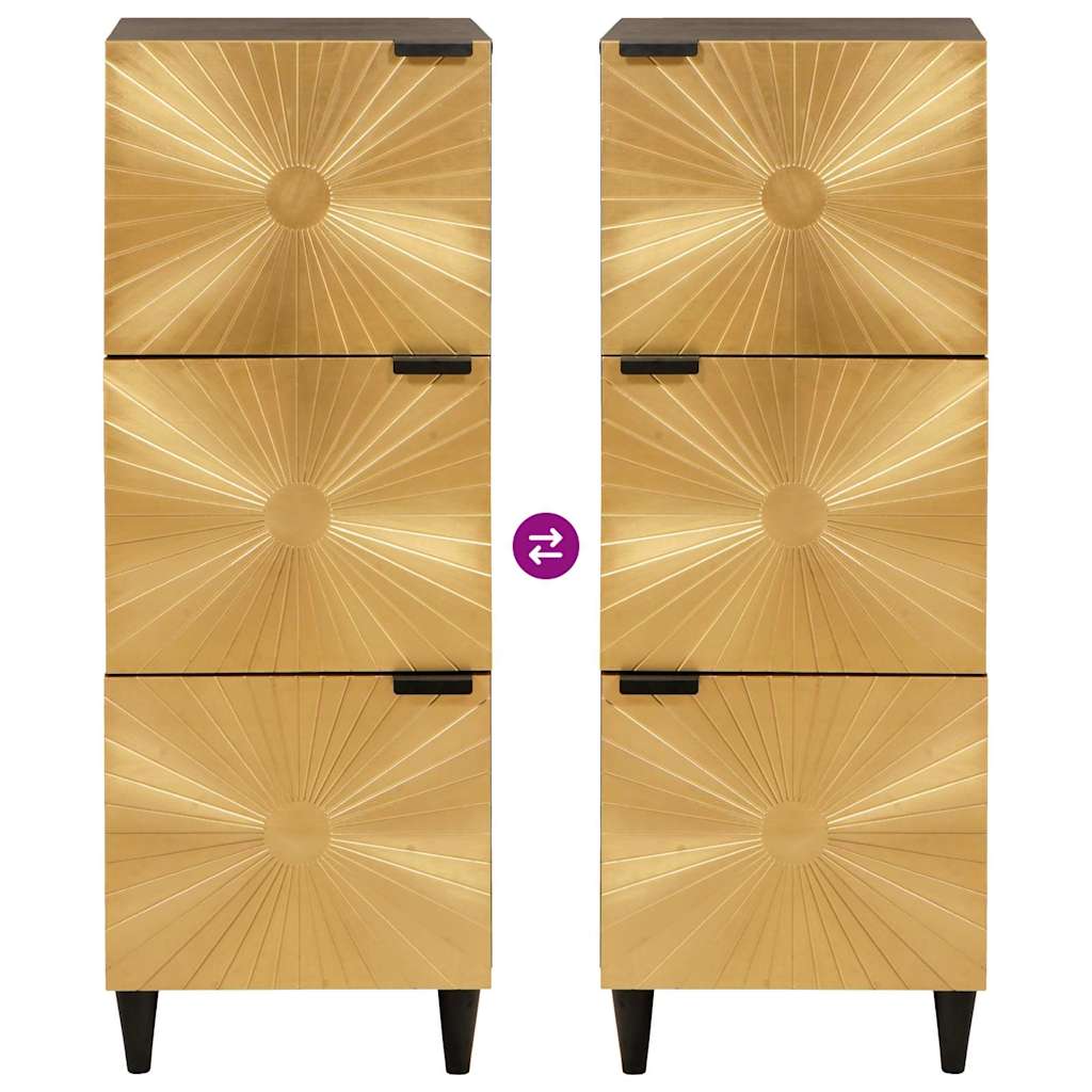 Beistellschrank mit Tür Schwarz und Gold 40 x 33.5 x 110 cm