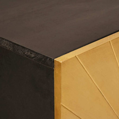 Beistellschrank mit Tür Schwarz und Gold 60 x 33.5 x 100 cm