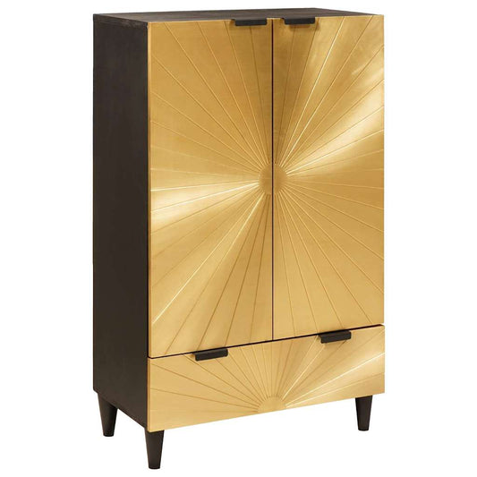 Beistellschrank mit Tür Schwarz und Gold 60 x 33.5 x 100 cm