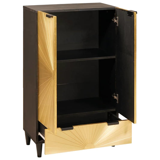 Beistellschrank mit Tür Schwarz und Gold 60 x 33.5 x 100 cm