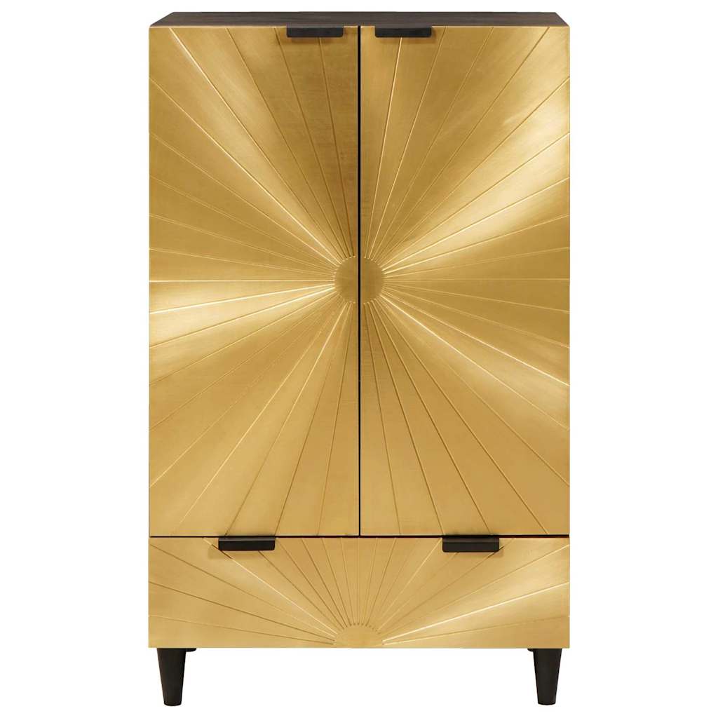 Beistellschrank mit Tür Schwarz und Gold 60 x 33.5 x 100 cm