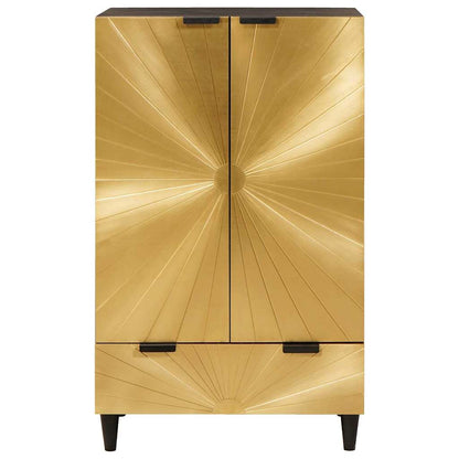 Beistellschrank mit Tür Schwarz und Gold 60 x 33.5 x 100 cm